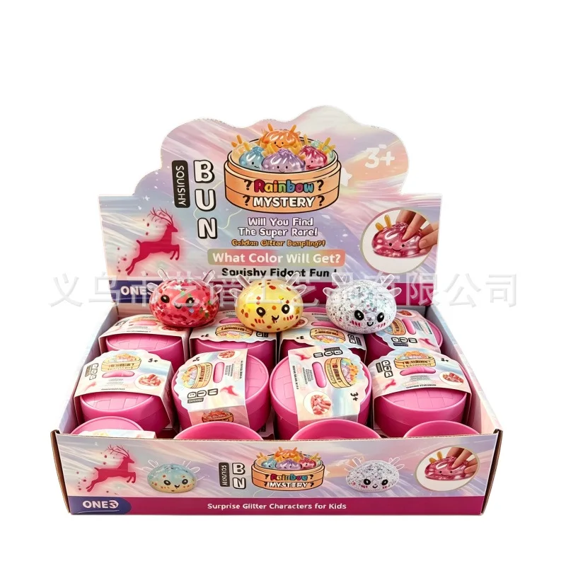 Rainbow Glitter Christmas Steamed Buns Stress Relief Toy Slow Rebound Fun Children's Pressure Relief view 5