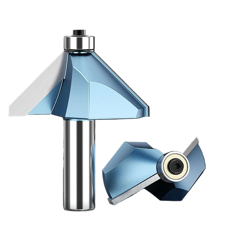 1/41/2handle 45 Degree Chamfering Milling Cutter with Bearing Trimming Cutter for Woodwork Tungsten Carbide Engraving Router Bit