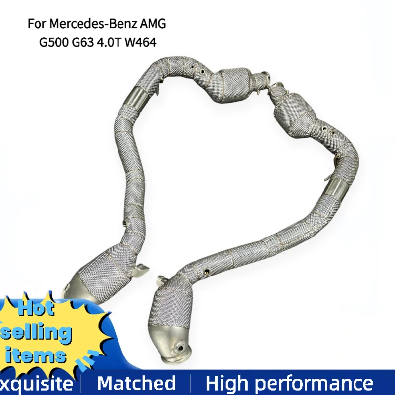 High-flow Exhaust SS304 Downpipe for Mercedes-Benz AMG G500 G63 4.0T W464 with OPF Interface Exhaust Pipes No Engine Failure