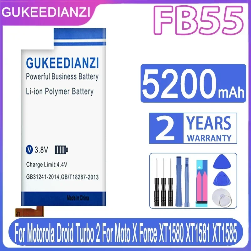 

GUKEEDIANZI 5200 мАч FB55 FB 55 Аккумулятор для Motorola Moto DROID Turbo 2 Turbo2 XT1585 XT1581 XT1580 для телефона Moto X Force