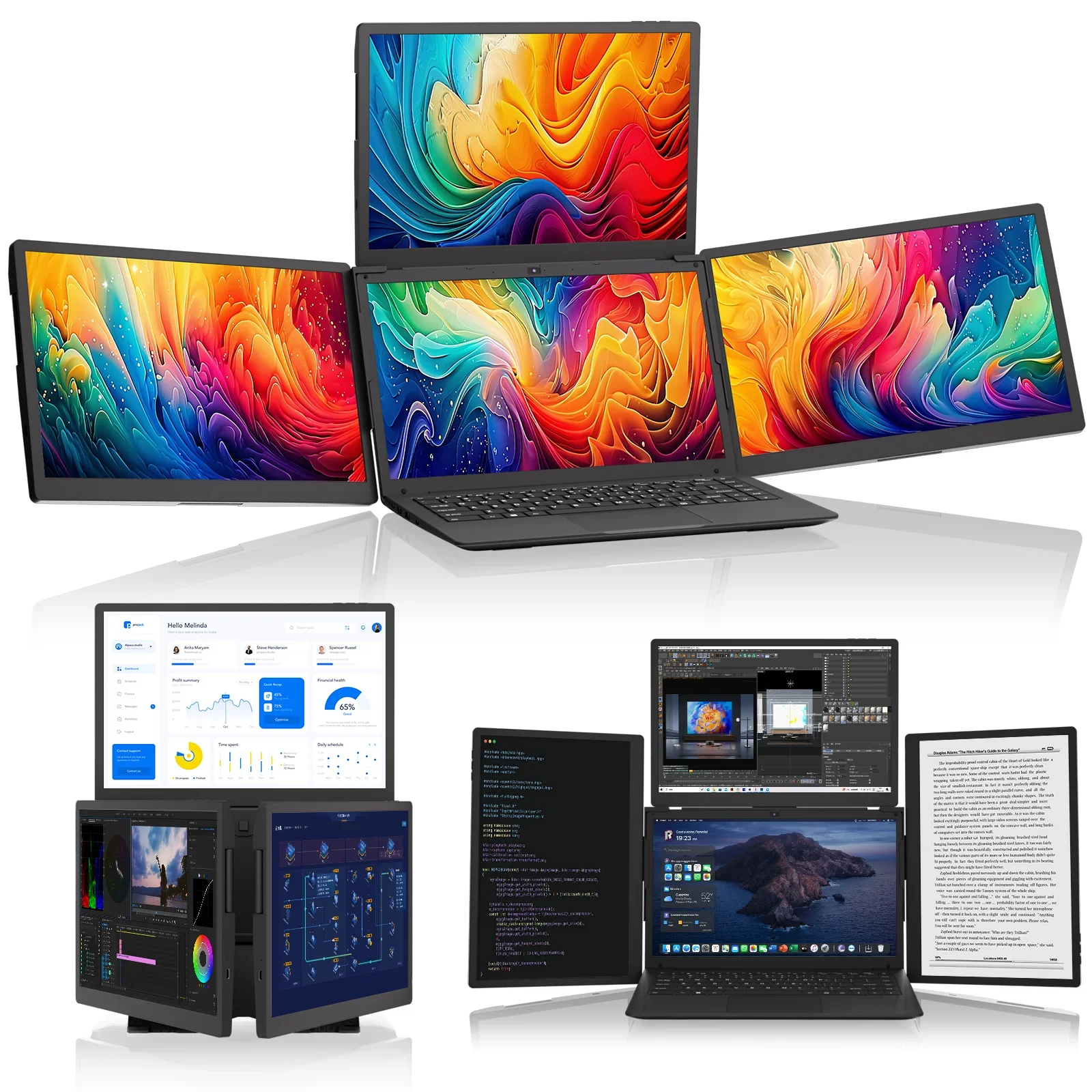 

13.3Tri-Screen/Dual Screen Laptop Dock DIY ConfigurablePeect for Stock TradingData Work & Office Use Compatible with ma & Win