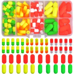 80Pcs Pompano Floats Fishing Foam Floats Kit Bullet Cylinder Float Bottom Rig Walleye Rig Making Accessories for Catfish Trout