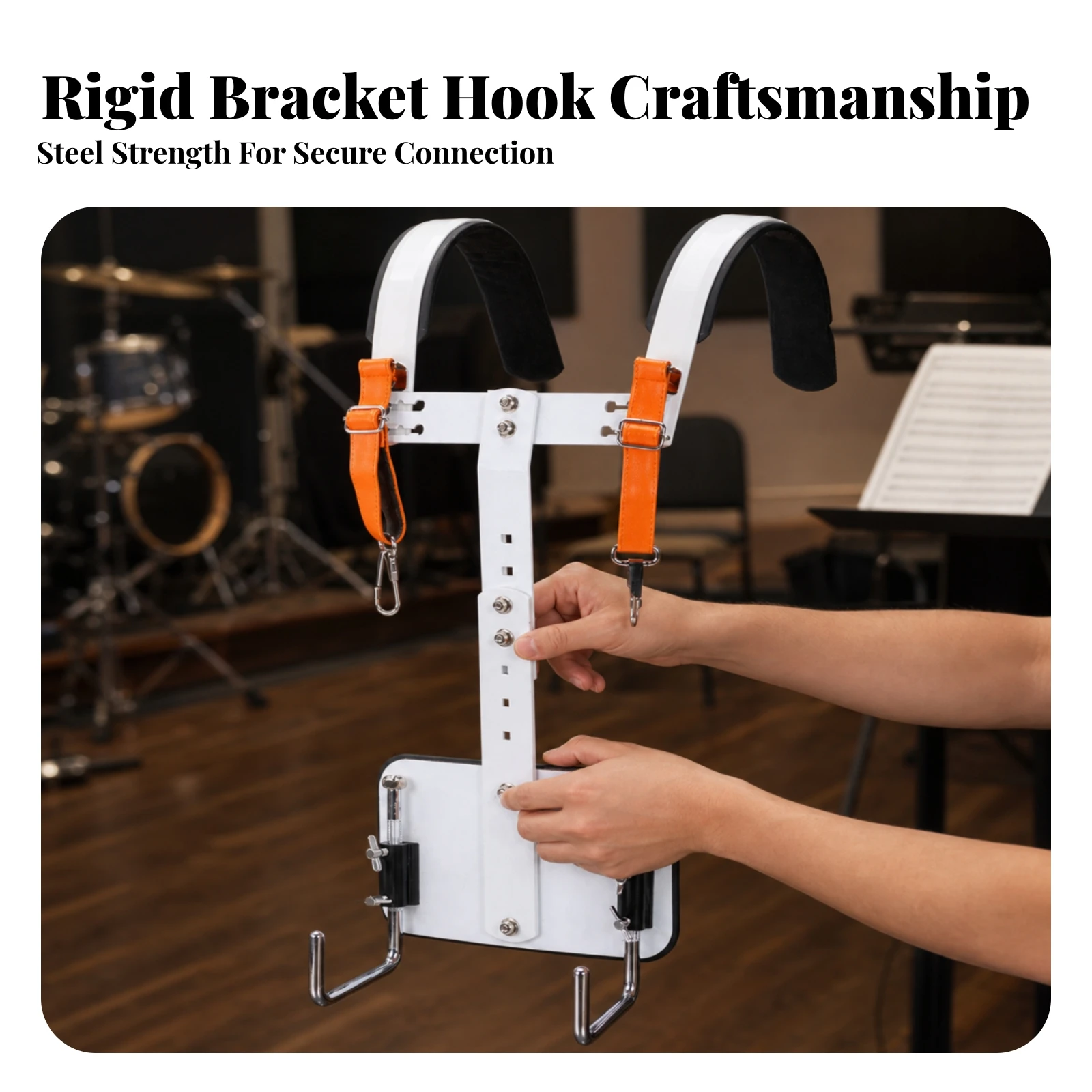 Drum Harness with Back Frame Cushioned Marching Drum Carrier Heavy-Duty Secure for Drummers, Parades, Rehearsals