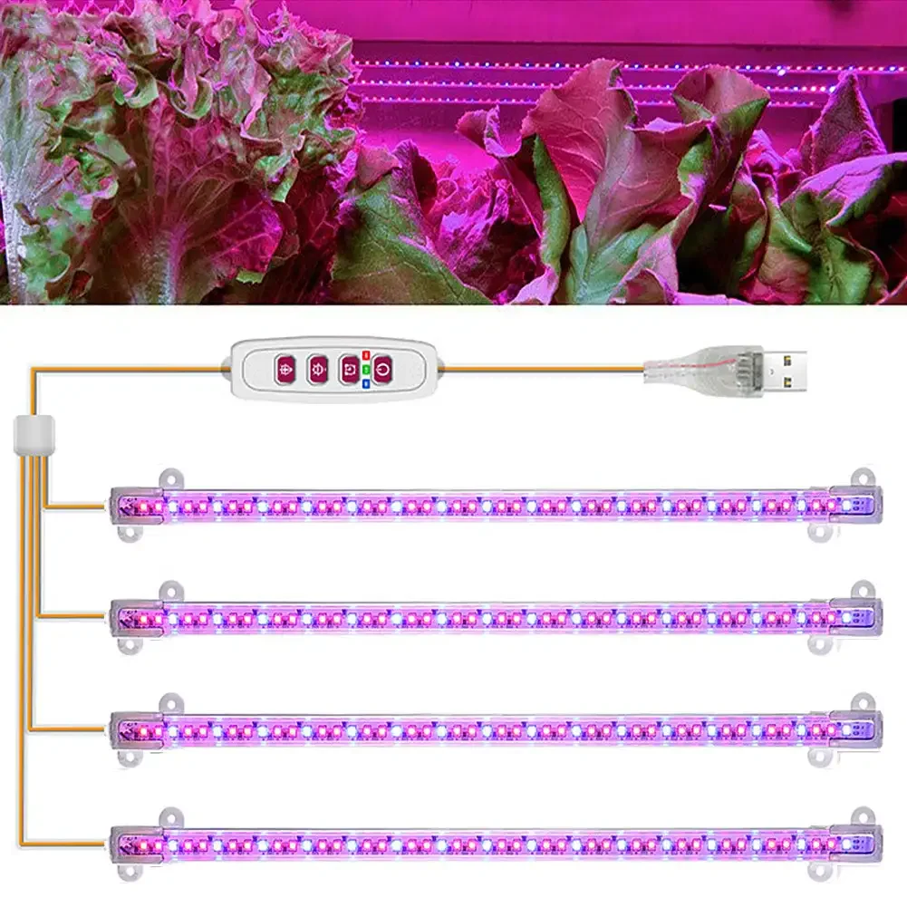 1/2/3/4 LED Grow Light Strips for Indoor Plants Red Blue Full Spectrum USB Phyto Lamp Timer Dimmable Seedlings Flower Lamp Bar