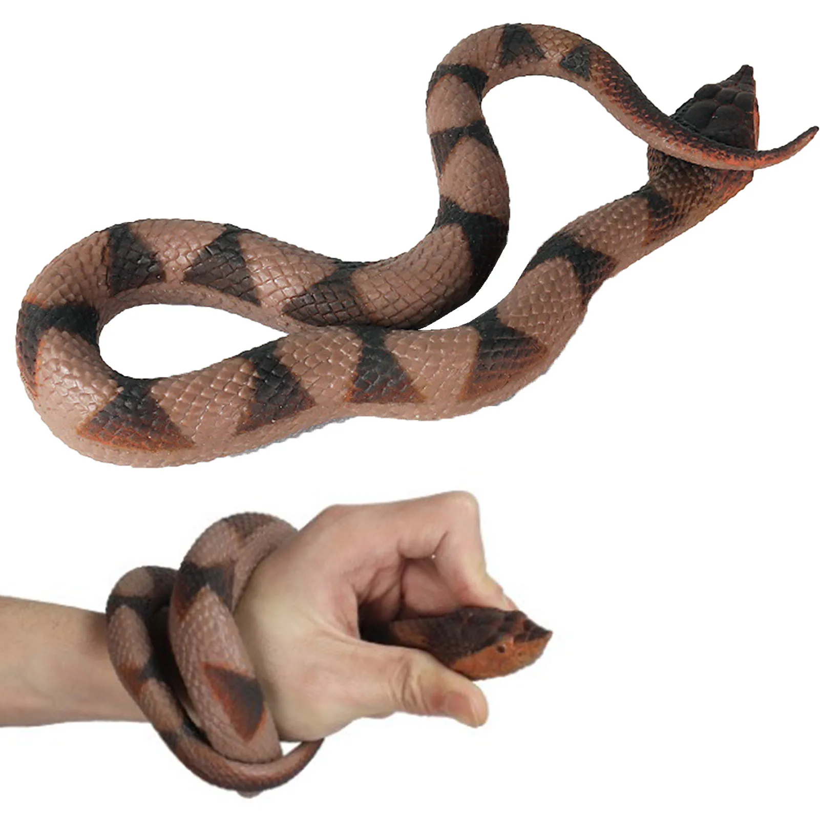 Realistico serpente giocattolo realistico serpente Prop modello serpente giocattolo Agkistrodon Acutus figura scherzi pratici per Halloween Prank puntelli