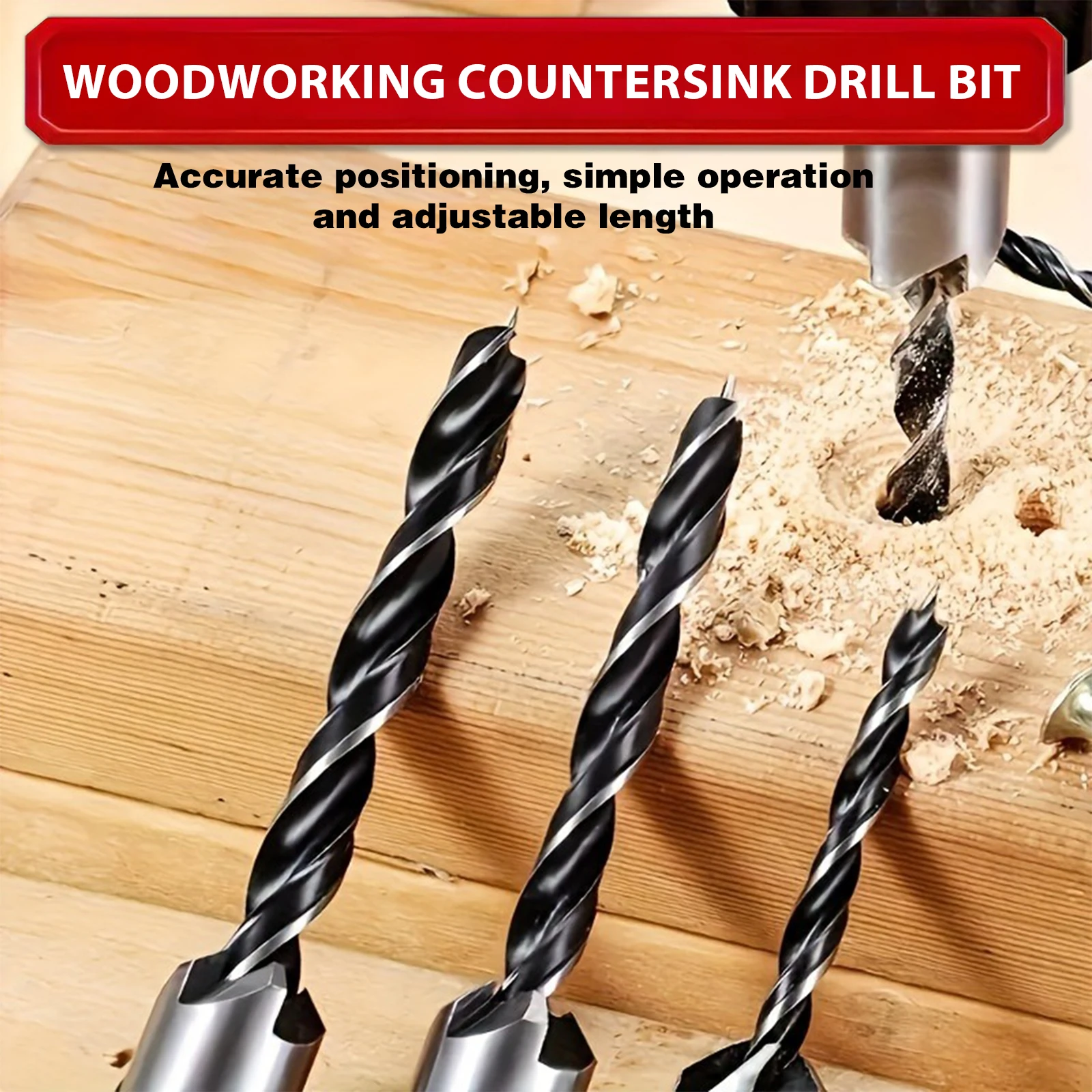 7PCS HSS Countersink Drill Bit Set, Adjustable Pilot Hole Cutter for Wood, with Hex Wrench