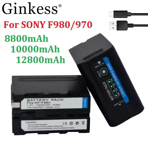 Batery NP-F980 NP-F970 For Sony CCD-TRV35 TRV940 CCD-RV100 DCR-TR7Series 8800/10000/12800mAh NP F970 NP F980 Camera Battery