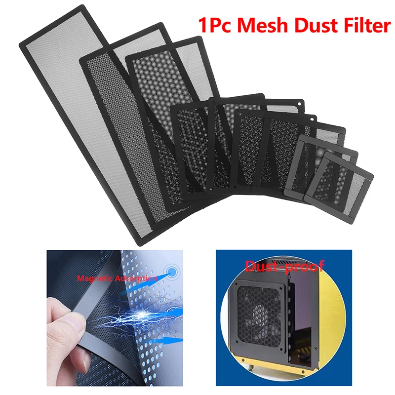 

Computer Cooling Fan Mesh Filter; Dustproof Magnetic Frame Net Cover for PC Chassis Vent