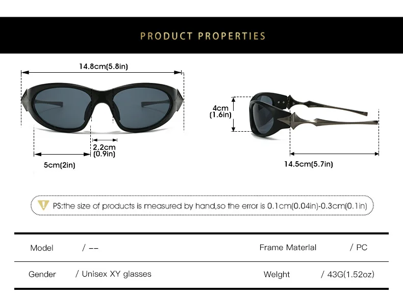 Vintage Legierung Stern Bein Y2K Sonnenbrille für Männer Neue Mode Spiegel Pilot Punk Sonnenbrille Frauen Sexy Hip Hop Shades Fahren Uv400 – Detail 6