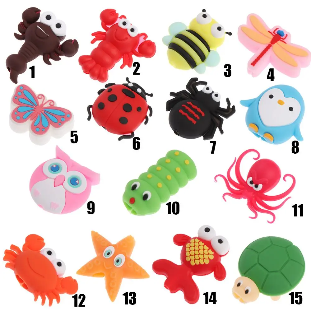 Silicone Case Data Line Cover Insect Shape Wire Cord Protector Animal Wired Earphone USB Charger Cable Protectors