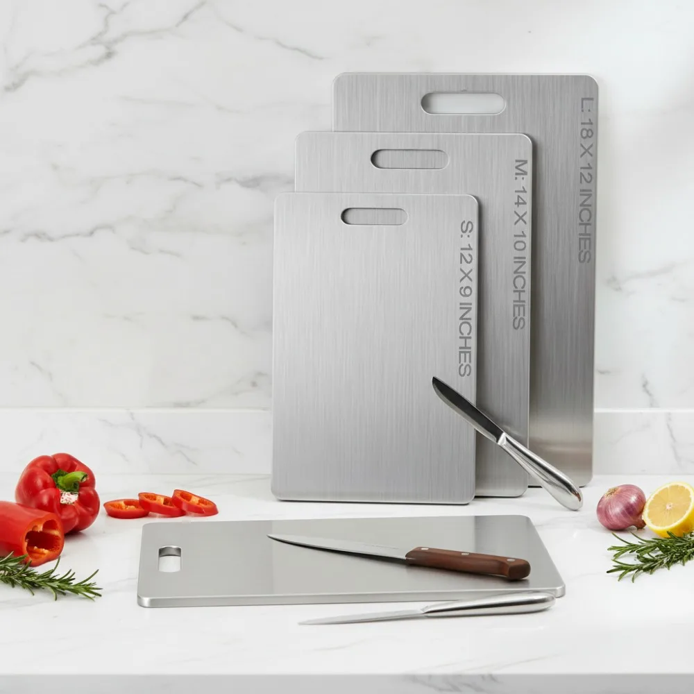 لوح تقطيع جديد من التيتانيوم لعام 2025 - لوح تقطيع للمطبخ غير سام مزدوج الجوانب وآمن للاستخدام في غسالة الأطباق ومتين (14 × 10 بوصة) #1