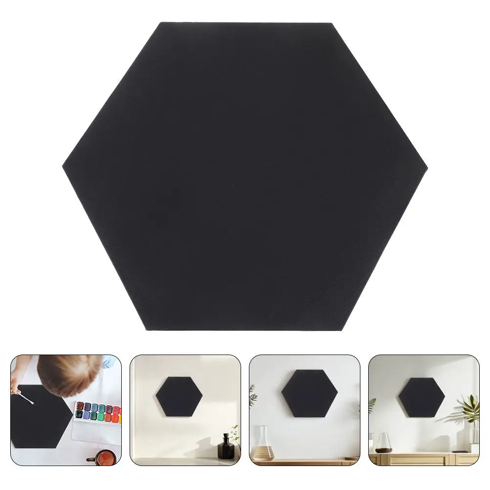 2Pcs Hexagon Canvas Boards Artist Black Frame Painting Panels Suitable for Oil Acrylic Paint Art Supplies Modern Decoration
