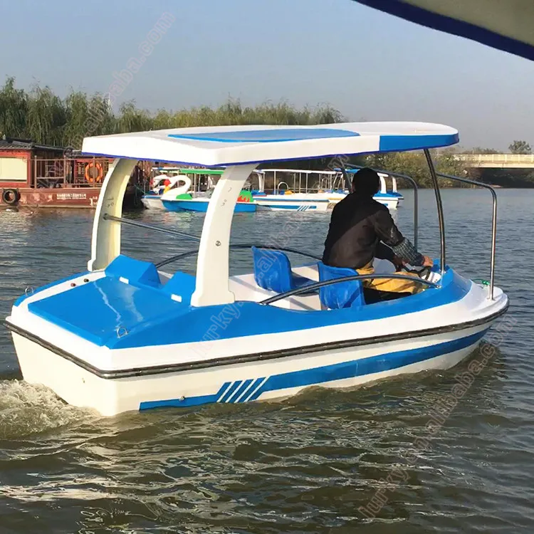 Outdoor water park 4 person fiberglass pedal electric boat for sale