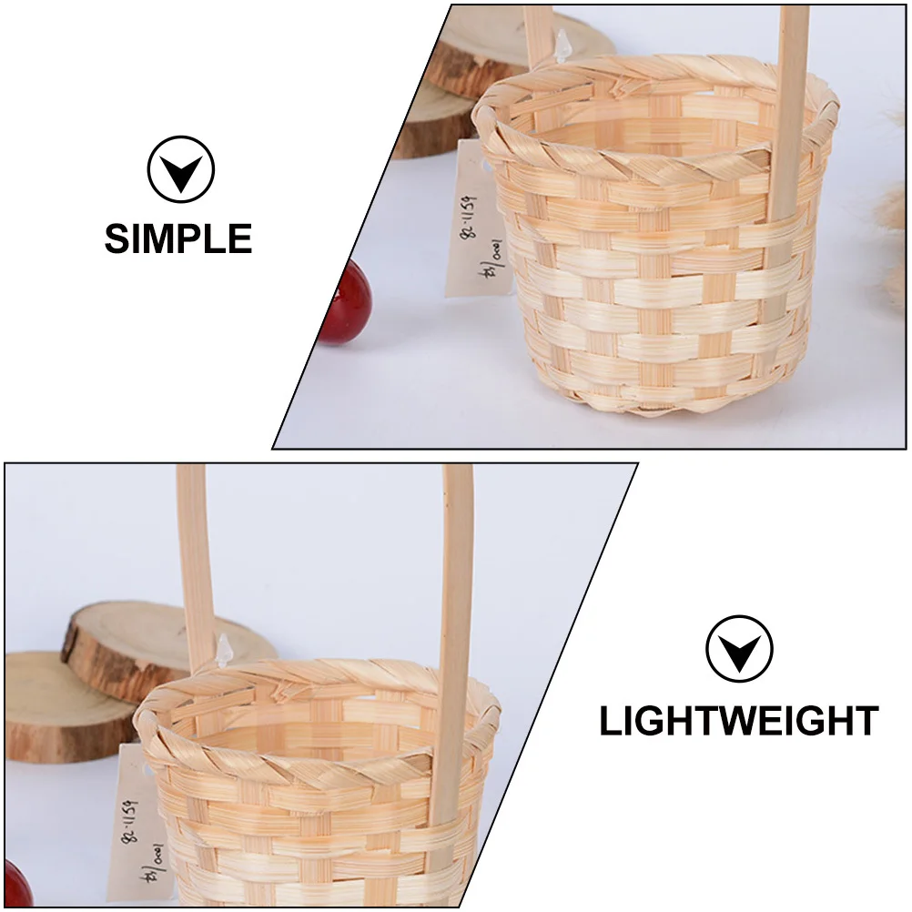 

5Pcs Bamboo Storage Basket Weaving Fruit Holder for Home Tote Flower Container Picnic Decoration Vegetable Organizer