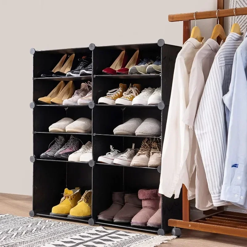 

Shoe Storage Cabinet, DIY Narrow Vertical Stackable Space Saving Shoe Cabinet with Doors