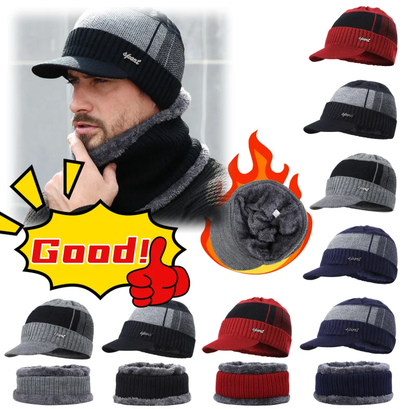 Winter Hat for Men Warm Brimless Hat for Women Wool Scarf Hat Hiking and Skiing Hat Windproof and Moisture-Proof Outdoor Sports