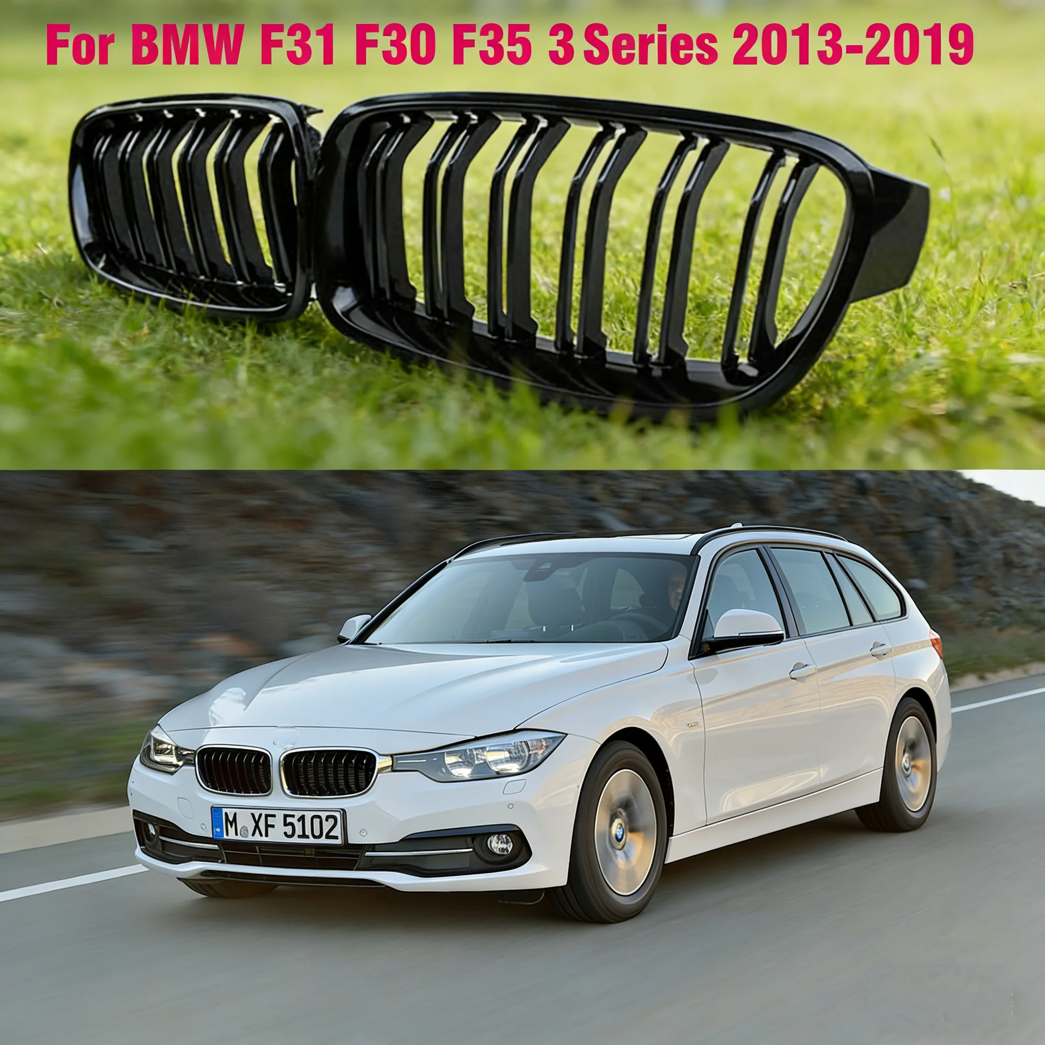 Глянцевый черный автомобильный передний спортивный гриль, решетки для почек, гриль для BMW 3-Series F30 F31 F35 320i 320d 325i 2013-2019