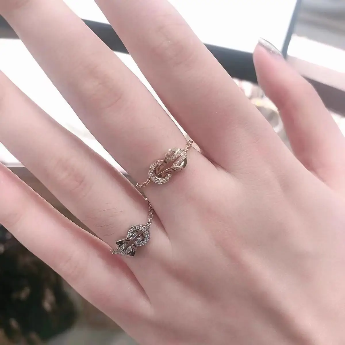 European Luxury Jewelry CHANCE INFINIE Ring - Silver 925 Fashion Couple Ring Set with Diamond Horseshoe Shape - For Party Wear