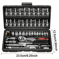 AIRAJ 46Pcs 1/4" Drive Socket Wrench Set, Ratchet Screwdriver & Bit Kit, Carbon Steel, Bestseller Auto Repair Hand Tool Set 6