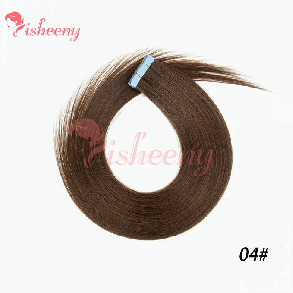 Isheeny Remy Tape‑In Human Hair Extensions, Straight Real Human Hair With 4cm Wide Waterproof Adhesive Strips, Seamless Flat‑Lay On Scalp, Smooth Full Hair Ends, Tangle‑Resistant Salon & Home Use, 20Pcs 30g Per Pack