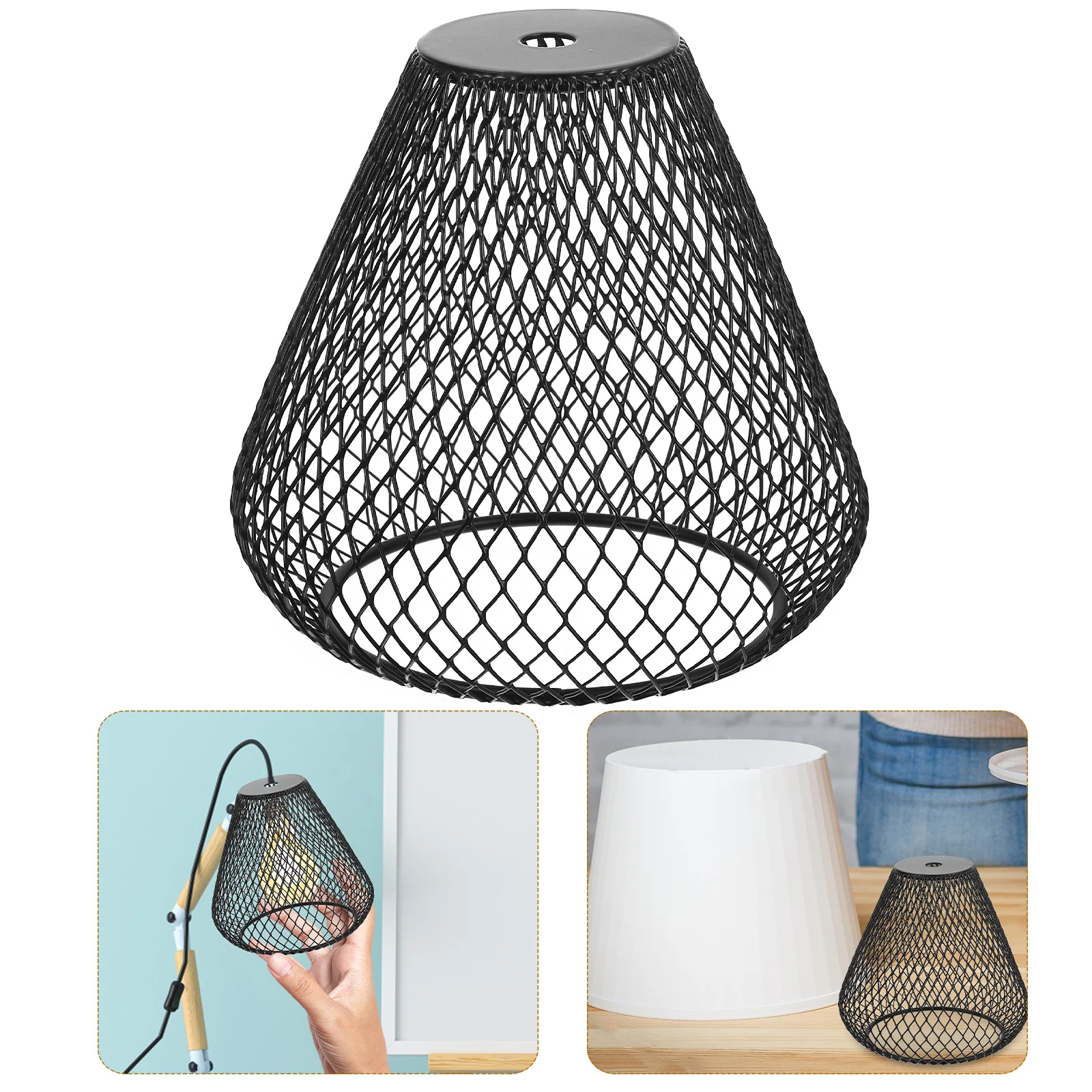 

Vintage Mesh Iron Cage Lampshade Hollow Table Lamp Shade for Home Decor Living Room Study Hanging Lamp Shades Light Bulb Cage
