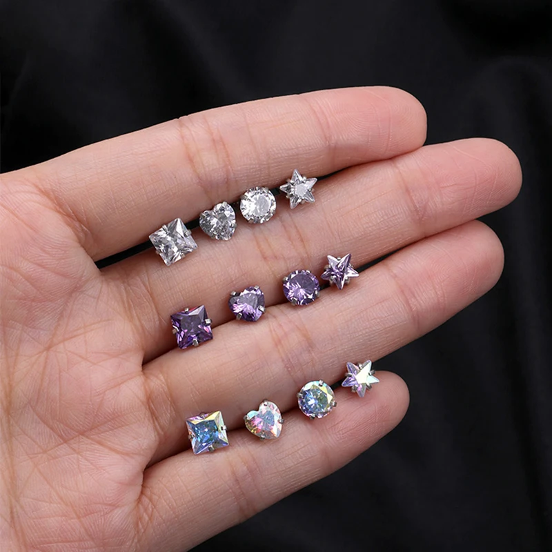 1Pair Simple Thin Rod Earrings Zircon Earrings Screw Ear Bone Nail For Men Women CZ Barbell Helix Tragus Stud Piercings Jewelry image 3