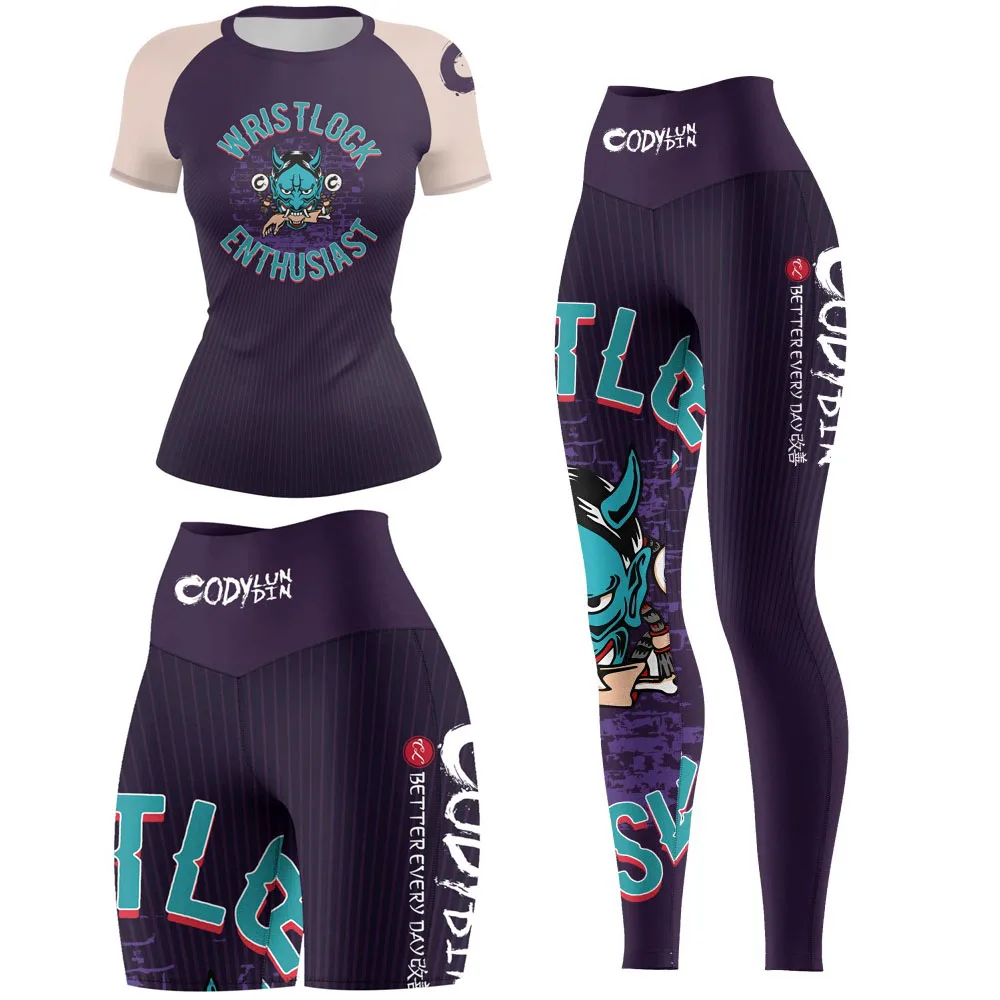 Women's MMA BJJ Training T-shirt Fight Boxing Shorts Sets Rashguard Gym Jiu-Jitsu Muay Thai Wrestling Jerseys Compression Suit