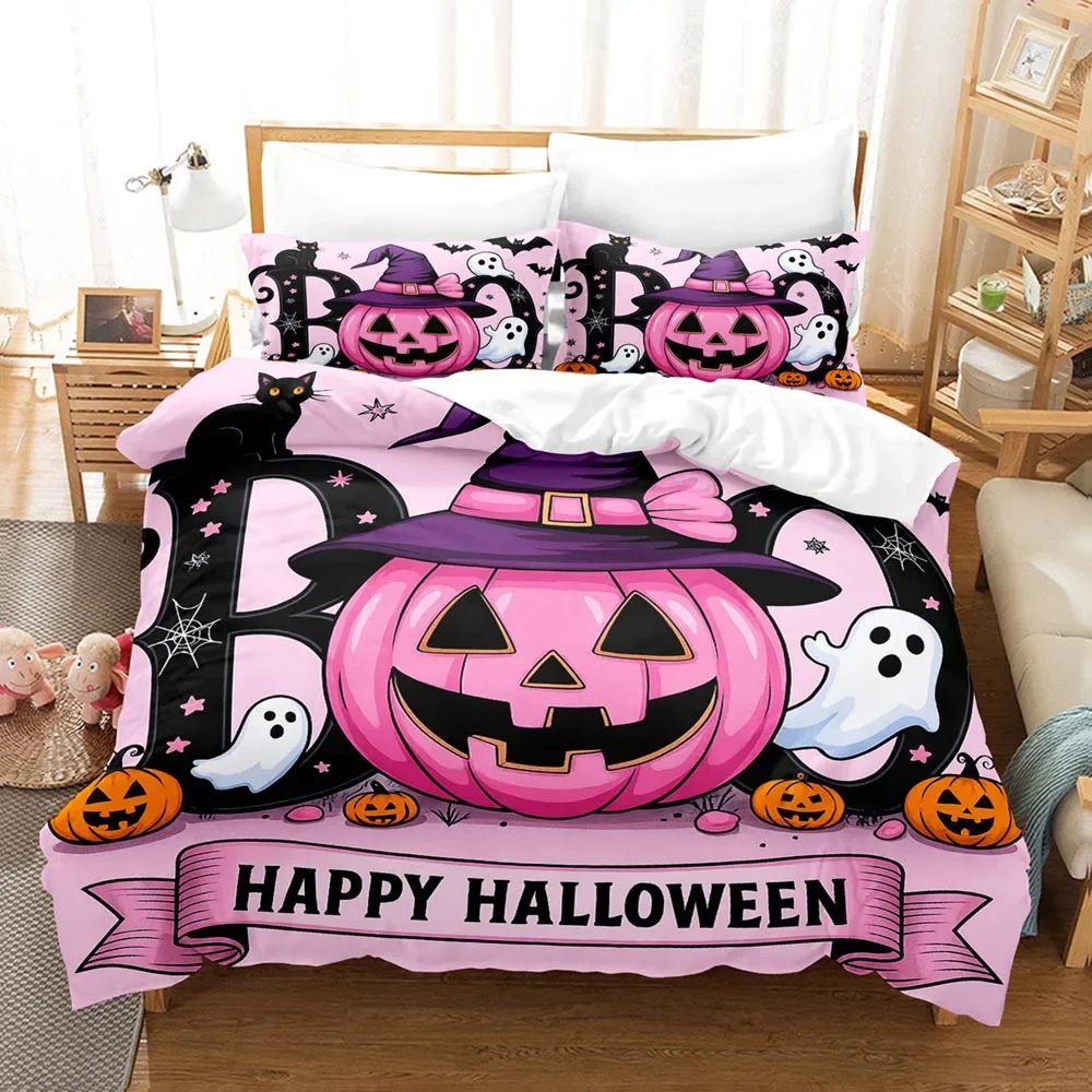 3D Digital Printing Pumpkin Ghost 2-3 Piece Set (No Core) for Bedroom Duvet Cover Set Gift For Kids Happy Halloween Bedding Set