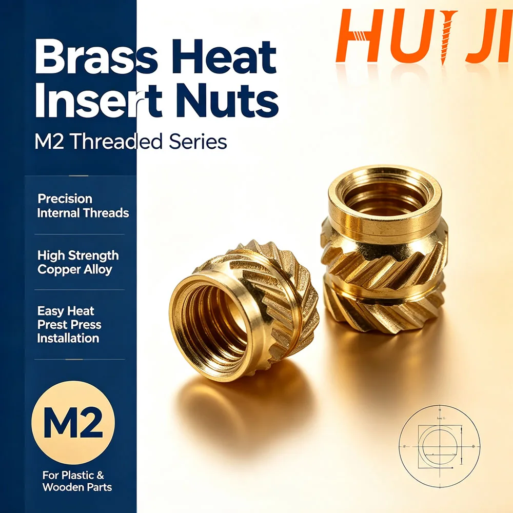 50Pcs M2 Brass Heat Insert Nut Knurled Hot Melt Threaded Inserts Copper Embedded Nut for 3D Printing Plastic Injection Molding