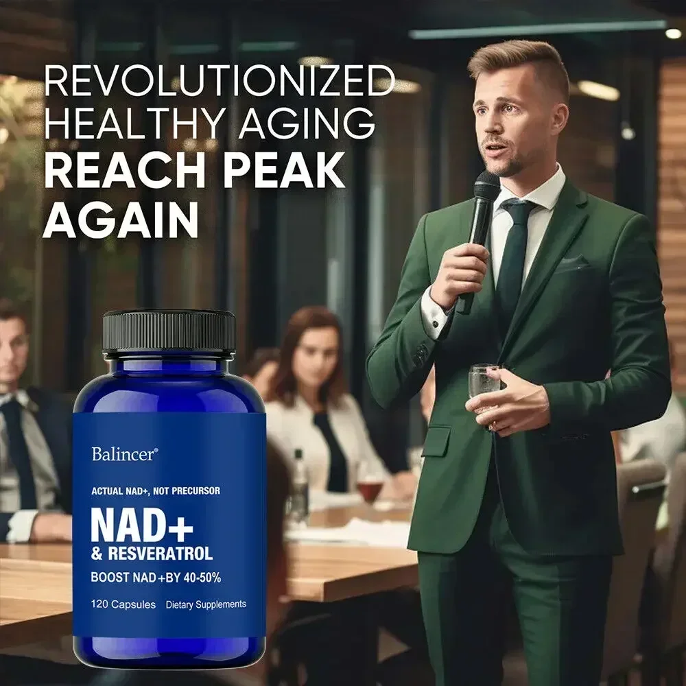 NAD + Resveratrol Supplement - Anti-aging, Helps Boost Energy, Promotes Cell and Skin Health, Promotes Blood Circulation