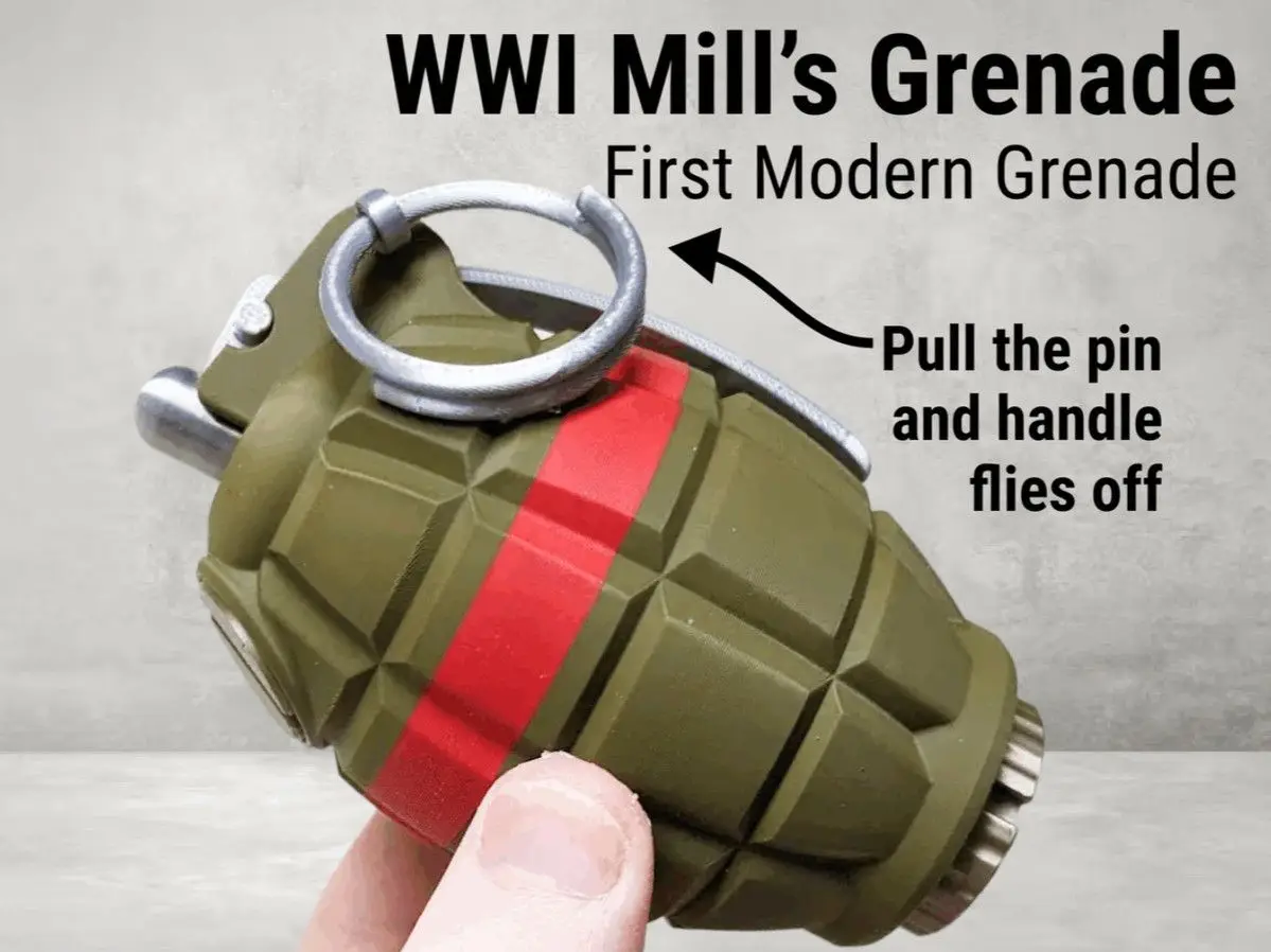 3D-printed 1:1 Scale Replicas WWII Mills Assembly Military Models Display Models Military Enthusiast Collectibles Non-functional