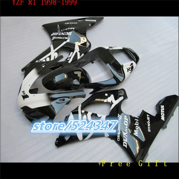 Hey-motorcycle parts for 98 99 YZF-R1 fairing kit YZF R1 1998 1999 black white plastic fairings for Yamaha