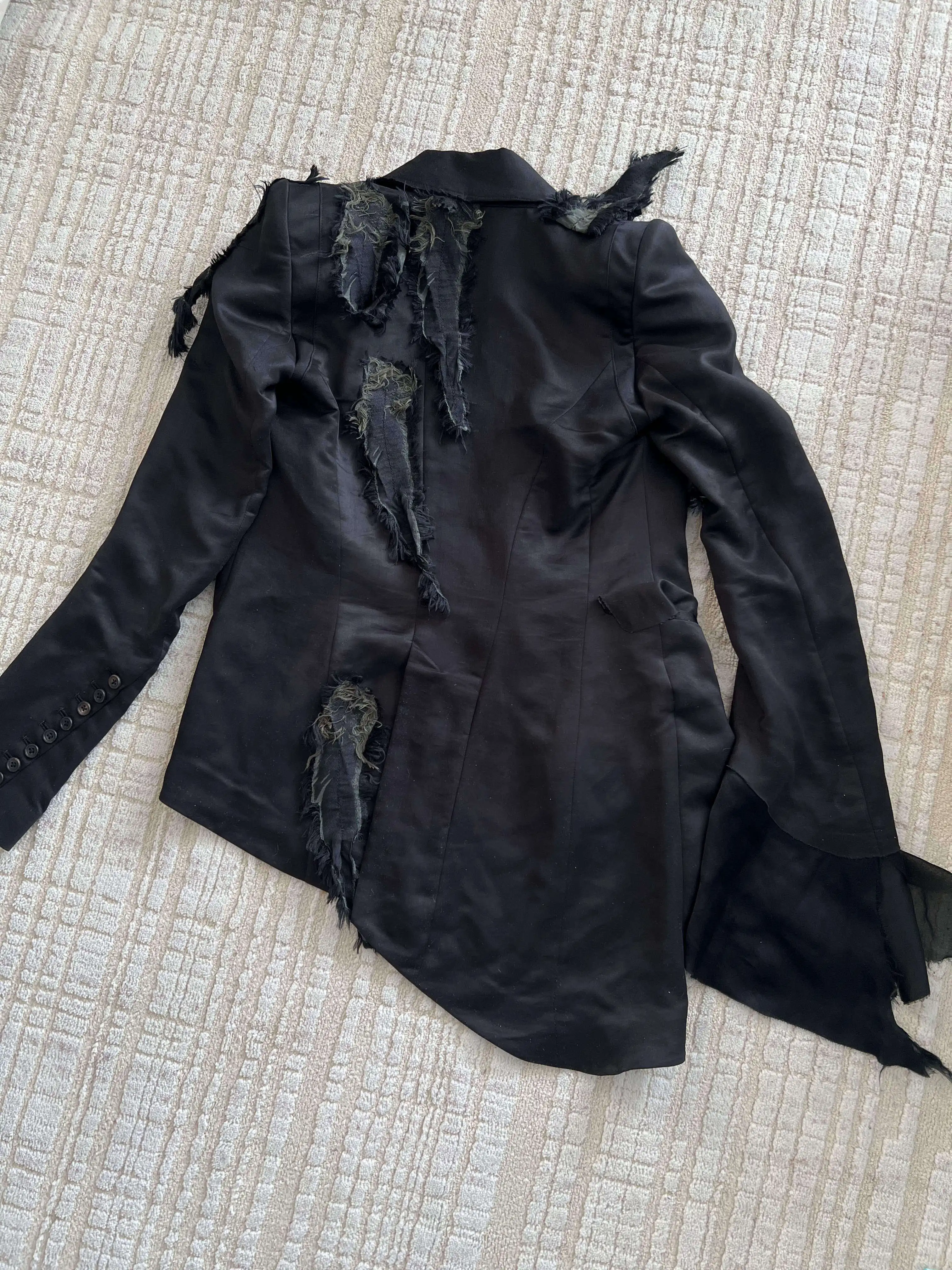 BLACK JOKER if6was9 Vitage Visual Dark Feather Embroidered Patchwork Tailored Suit Jacket