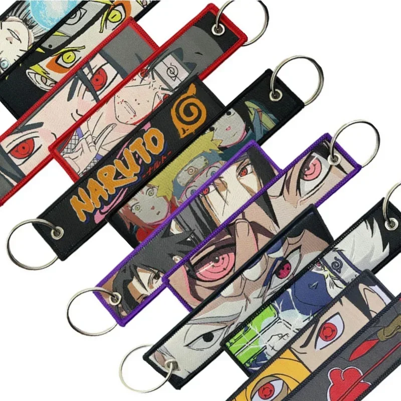 Naruto Anime giapponese Ricamo Portachiavi Portachiavi Portachiavi Moto Zaino Chaveiro Portachiavi per auto Mange Portachiavi Regali per gli amici