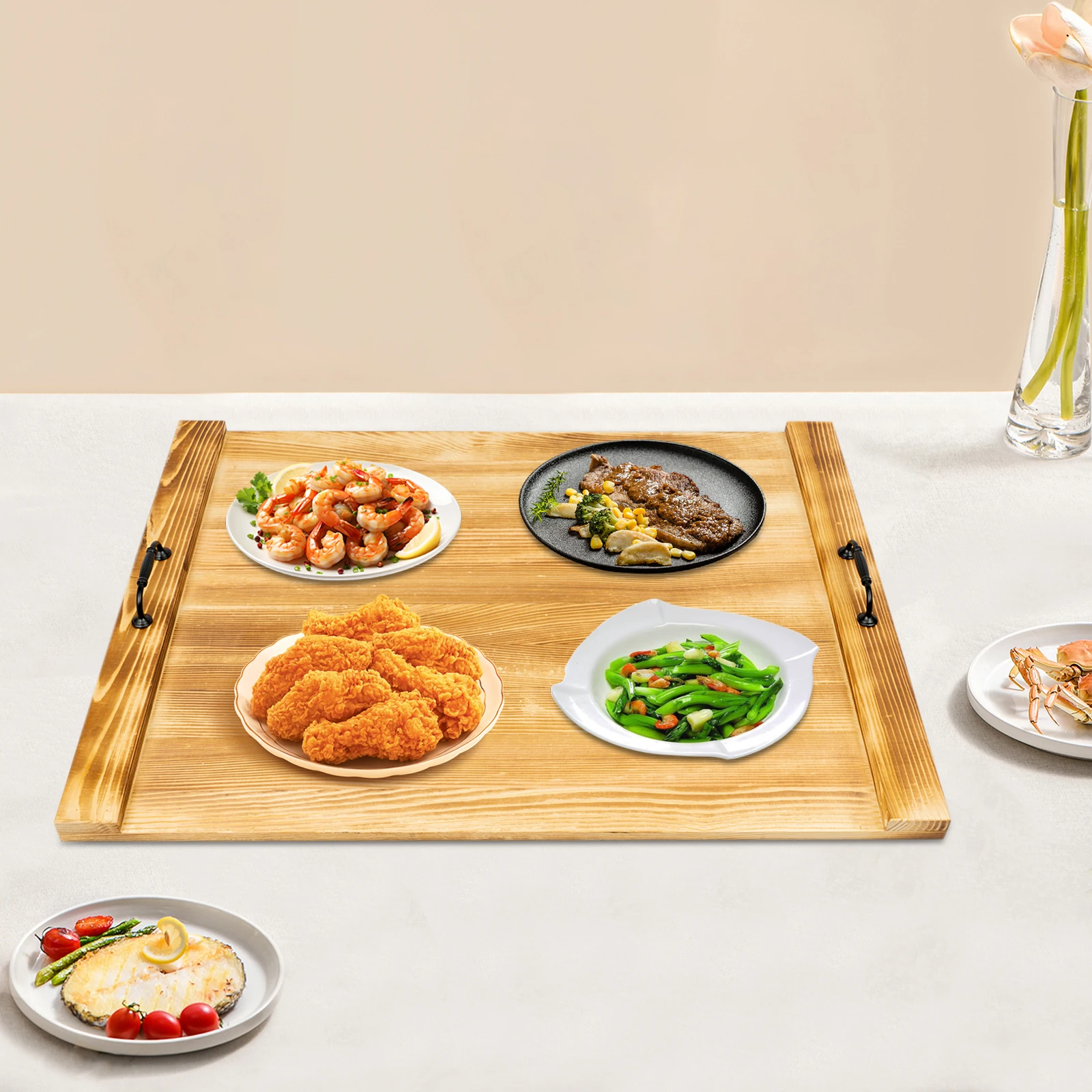 

Kitchen Stove Top Cover,76.2*55.88*3.05Cm Strong Load-Bearing Pine Wood Stove Top Cover,For An Electric Stove And Gas Stove