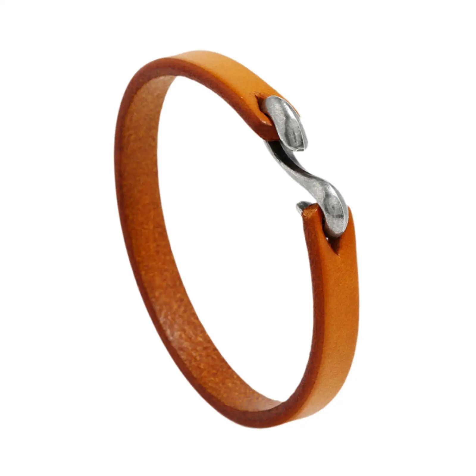 Men Vintage Cuff Bracelet Minimalist PU Leather Alloy Steampunk Bangle Wristband S Buckle Jewelry for Occasions