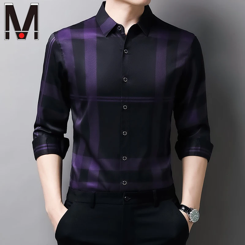 

New Men's Casual Printed Long Sleeved Lapel Shirt for Spring and Autumn Fashion Comfortable Wrinkle Free Top Without Ironing