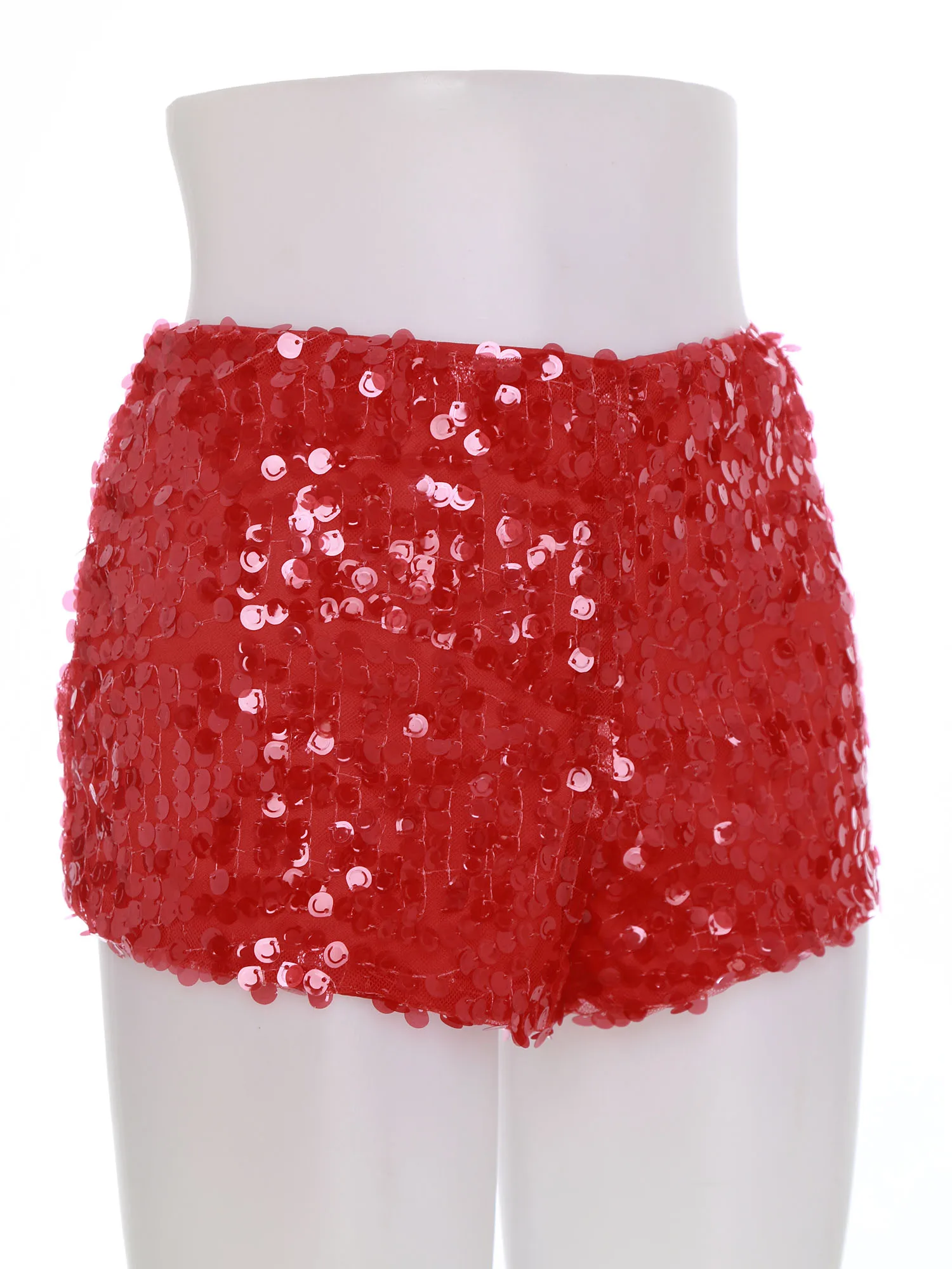 Moda Clubwear Pantaloni caldi da donna Pantaloncini con paillettes Pantaloncini a vita alta Pantaloncini con paillettes scintillanti Festival musicale Raves Costume da festa