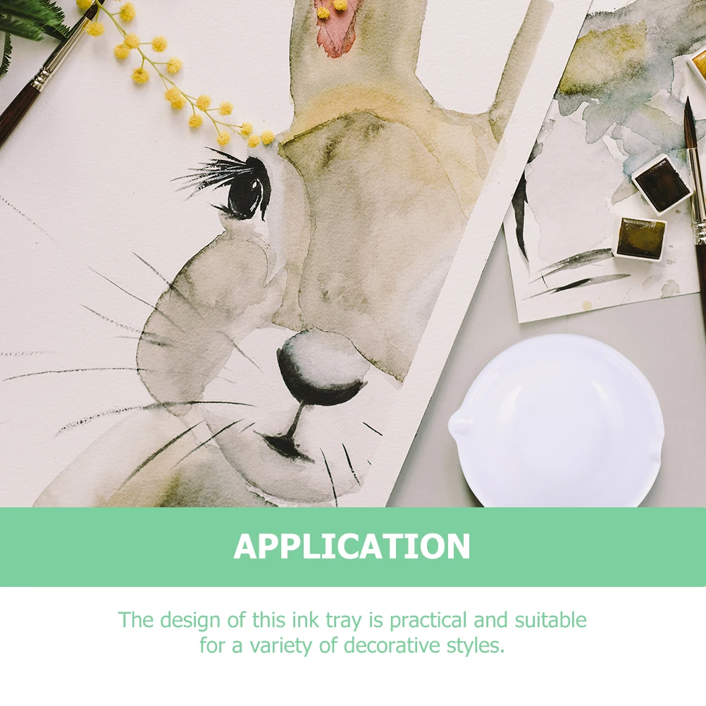 Painting Ink Dish Calligraphy Pen Washing Plate Office Inkwell Brush Pen Stand Practical Multi-Functional Decorative Styles