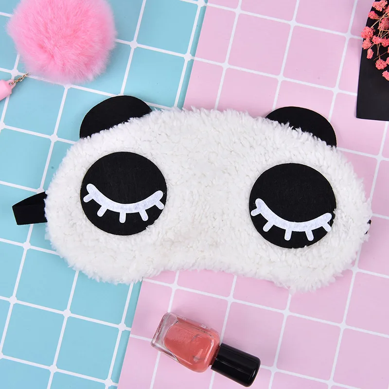 1pc Cute Design Fashion Plush Panda Face Eye Mask Travel Sleeping Soft Eyeshade Eyeshade Portable Sleeping Cover