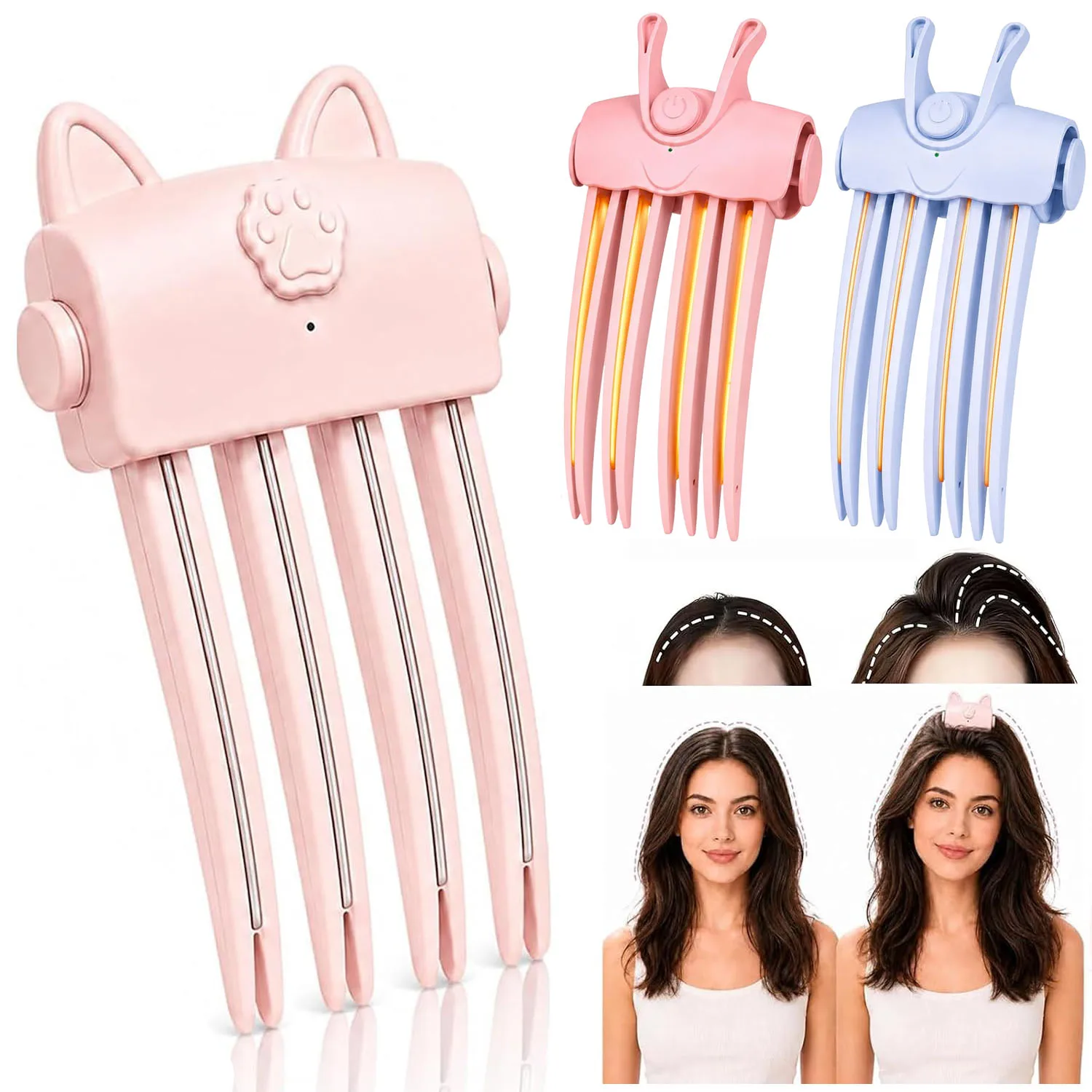 Wireless Heated Volumizing Roots Lift Clips High Crown Root Volume Clip Portable Travel Crown Lifting Volumizer Styling Tool