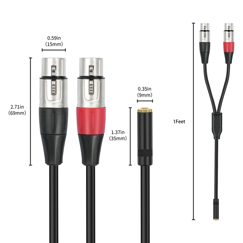 Daily Sale Dual XLR To 1/8 Female Adapter,Balanced Mini Jack(3.5Mm) Female To Microphone Cable, For Speaker Mixer