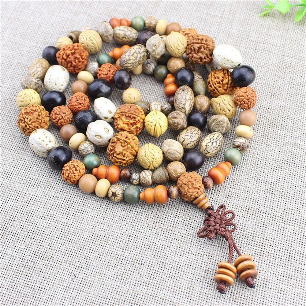 Retro Tibetan Buddhism Natural 18 Bodhi Beads Mala Bracelet Buddhist Meditation Prayer Jewelry Good Luck Energy Amulet