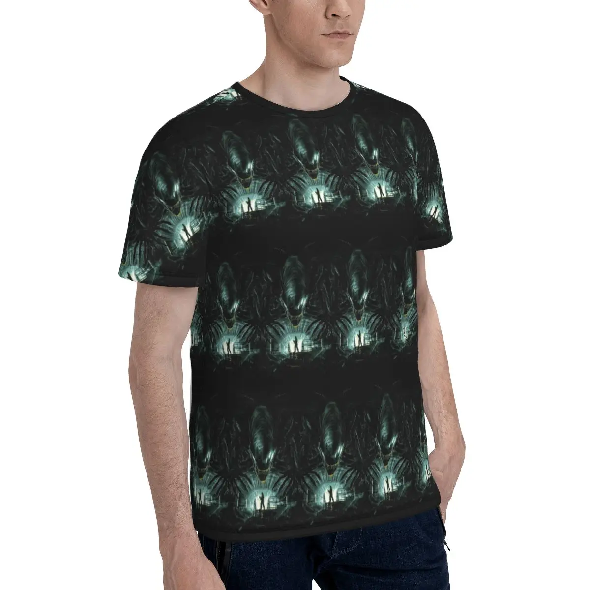 Alien Vs Predator Horror Science Fiction Comics T-Shirt for Men Cotton T Shirts Men's Short Sleeve Crew Neck Summer Clothes Tops