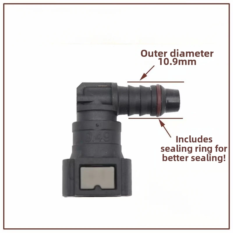 2 Pack Fuel Line Adapter for 5/16 Inch 8mm ID Hose with Straight and Elbow Black Nylon Fittings and Secure Connection