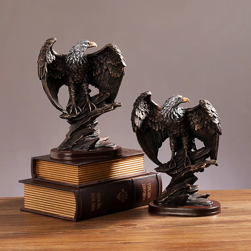 

European Eagle Figurine - Handmade Resin Art, Bookcase & Bar Decor, Unique Housewarming Gift