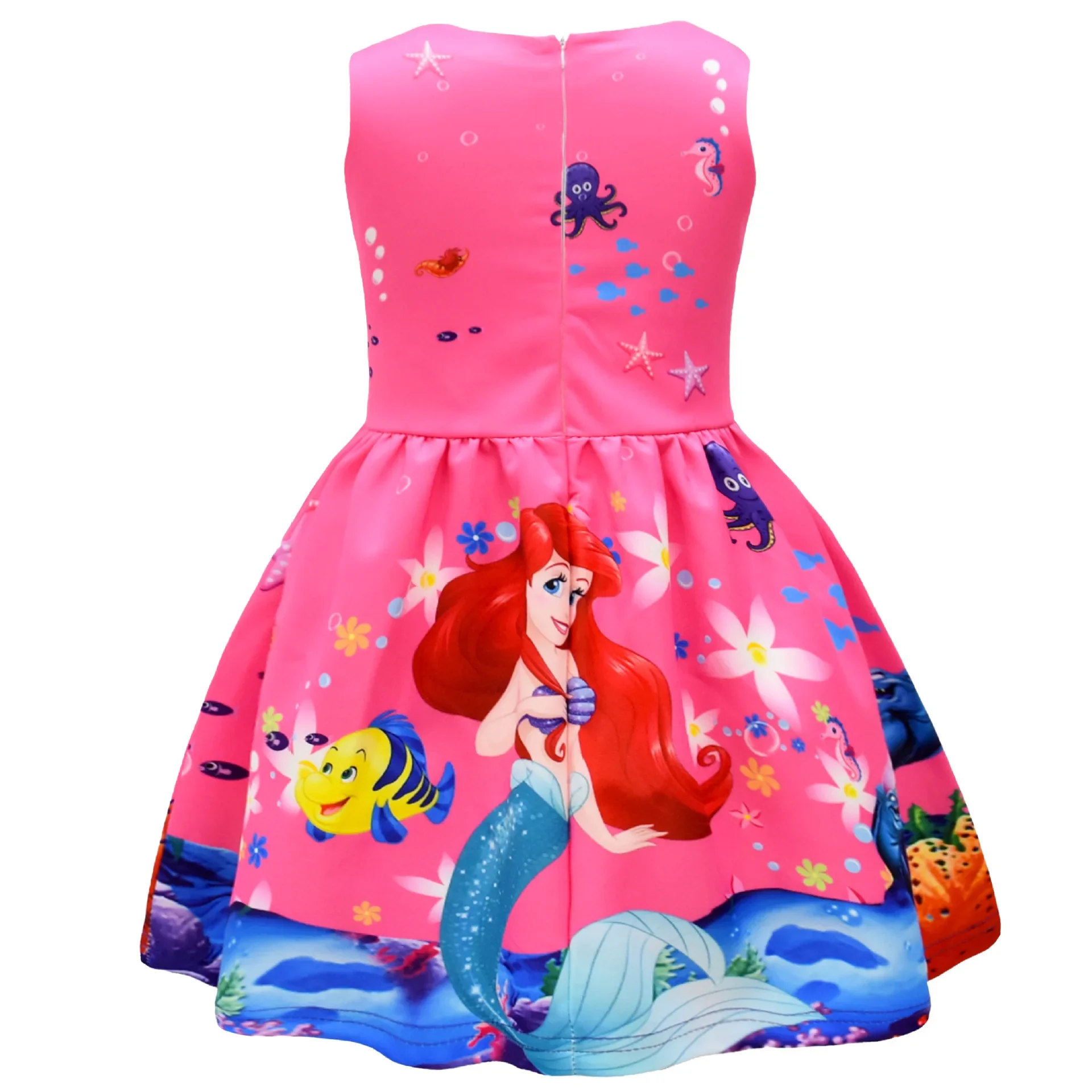 Vestido de princesa sirena para niñas, ropa informal con dibujos animados de Ariel, faldas de fiesta de 2 a 10 años