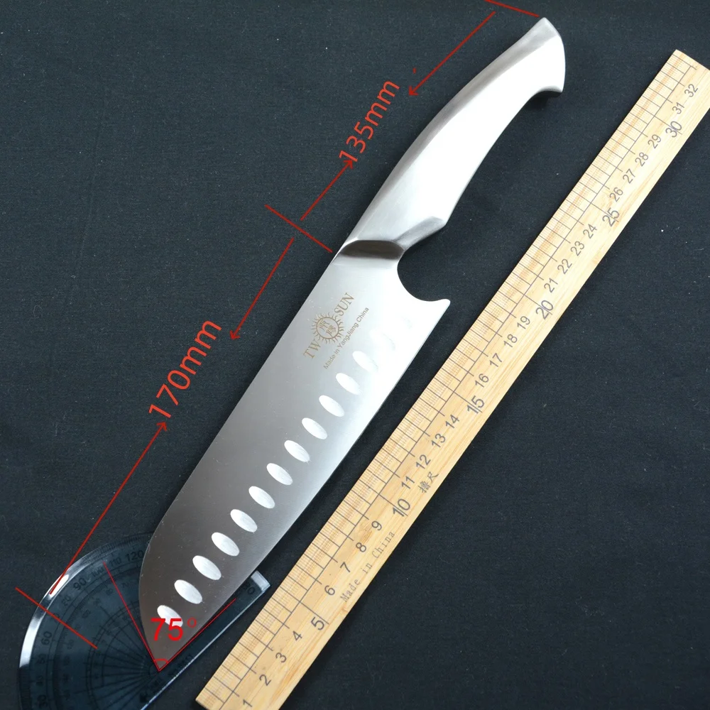 

TWOSUN 12 Inches Chef Knife 14C28N Satin Blade Stainless Steel Handle for Kitchen Knives with Case TS833