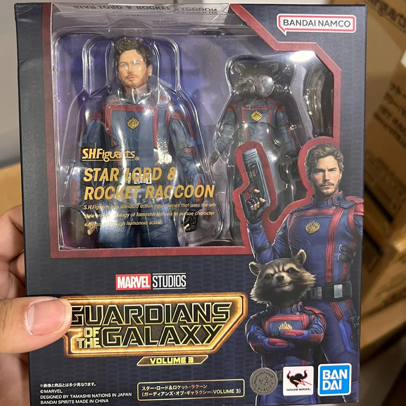 Original Bandai S.H.Figuarts Marvel Shf Star Lord Rocket Raccoon Guardians Of The Galaxy3 Action Figure Collection Gift