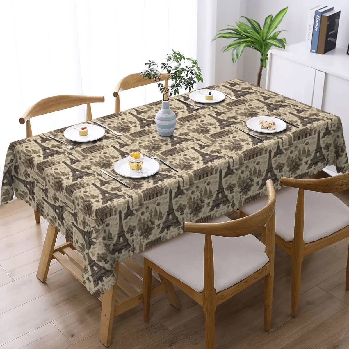 French Paris France Eiffel Tower Custom Rectangular Tablecloth Waterproof Table Cover for Dining Events Table Cloth